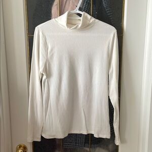 White Ribbed Long Sleeve Turtleneck